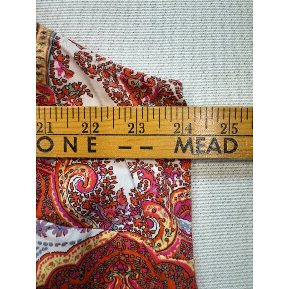 Talbots Woman Petites Paisley Boho Tank  Top Size 20WP Orange Back Zip Retro - Picture 7 of 10